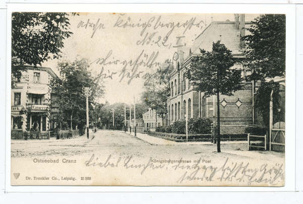 Cranz, Königsberger Straße mit Post