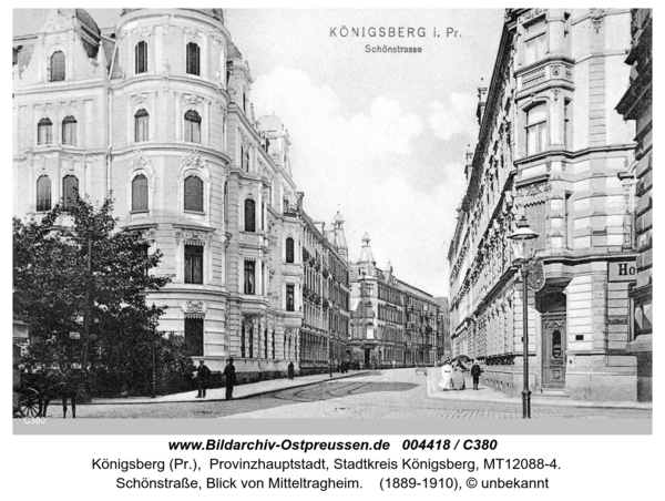 Königsberg (Pr.), Schönstraße, Blick von Mitteltragheim