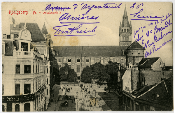 Königsberg, Gesekusplatz. Blick zum Schloss