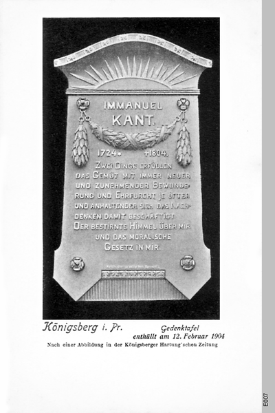 Königsberg, Kantgedenktafel