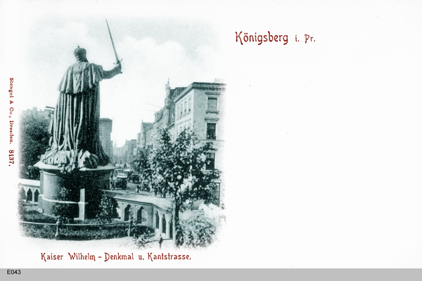 Königsberg, Kaiser Wilhelm Denkmal mit Blick in die Kantstraße