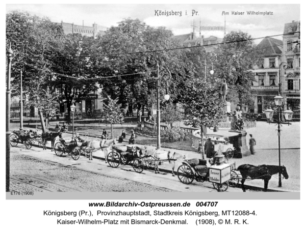Königsberg, Kaiser-Wilhelm-Platz mit Bismarck-Denkmal