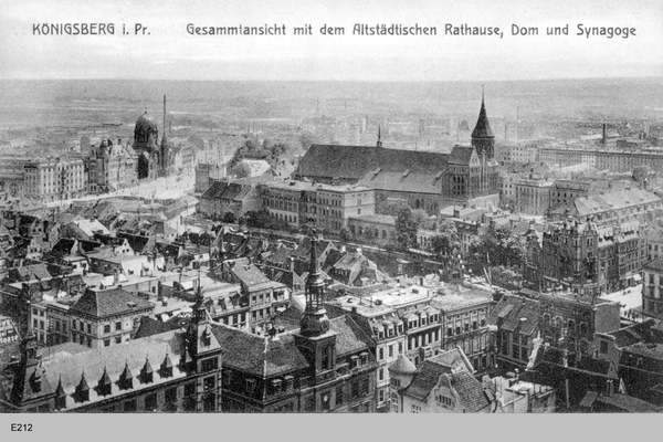 Königsberg, Gesamtansicht mit dem Altstädtischen Rathaus, Dom und Synagoge