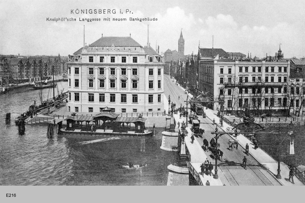 Königsberg, Kneiphöfsche Langgasse mit neuem Bankgebäude
