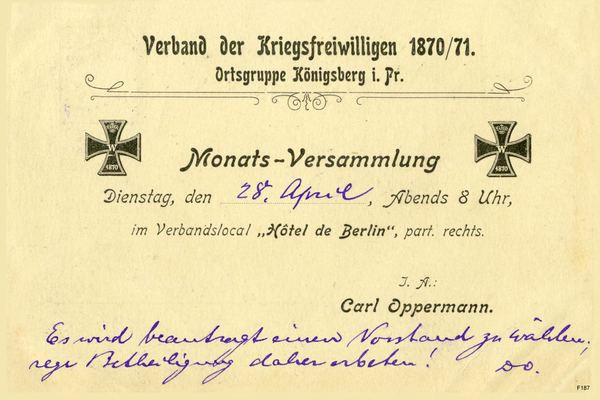 Königsberg, Verband der Kriegsfreiwilligen 1870/71