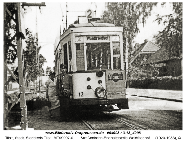 Tilsit, Straßenbahn-Endhaltestelle Waldfriedhof