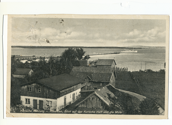 Rossitten Kr. Samland, Blick vom Kurhaus auf Haff und Mole