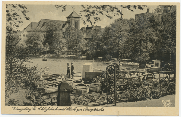 Königsberg, Schlossteich mit Blick zur Burgkirche