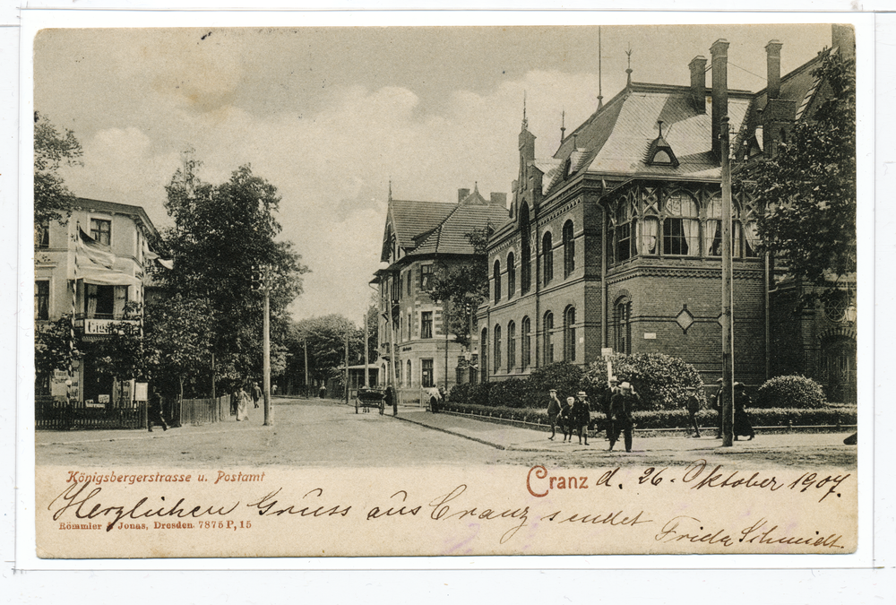 Cranz, Königsberger Straße mit Post