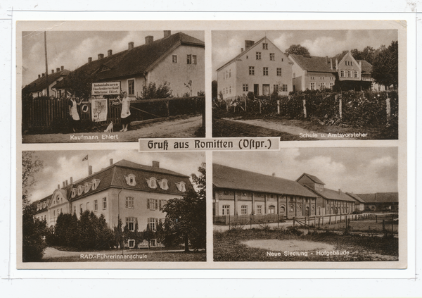 Romitten Kr. Preußisch Eylau, Kaufmann, Schule, RAD-Schule, Siedlung