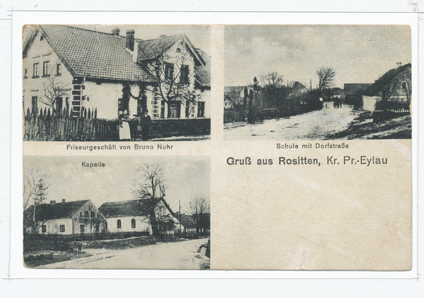 Rositten Kr. Preußisch Eylau, Friseur, Schule, Kapelle