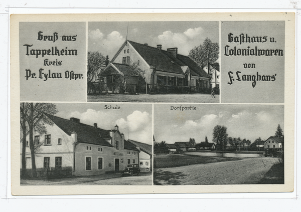 Tappelkeim Kr. Preußisch Eylau, Gasthaus, Schule, Ortsansicht