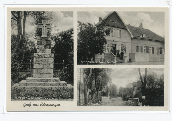 Uderwangen, Ort und Försterei, Kr. Preußisch Eylau, Denkmal, Gasthaus, Dorfstraße