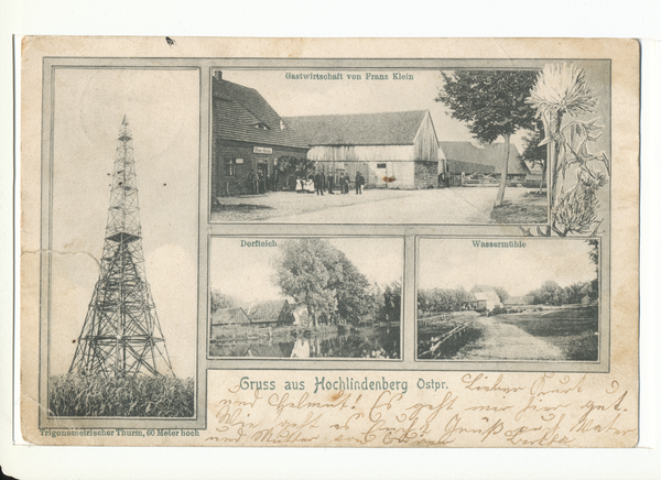 Hochlindenberg, Trigonometrischer Punkt, Gastwirschaft Franz Klein, Dorfteich, Wassermühle