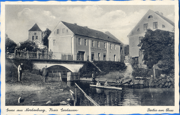 Nordenburg, Partie am Fluss u. Hundrieser Lederhandlung