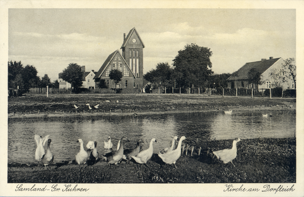 Groß Kuhren, Kirche am Dorfteich