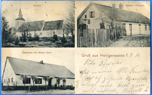 Heiligenwalde Kr. Samland, Kirche, Kaiserl. Postamt, Gasthaus Albert Kern