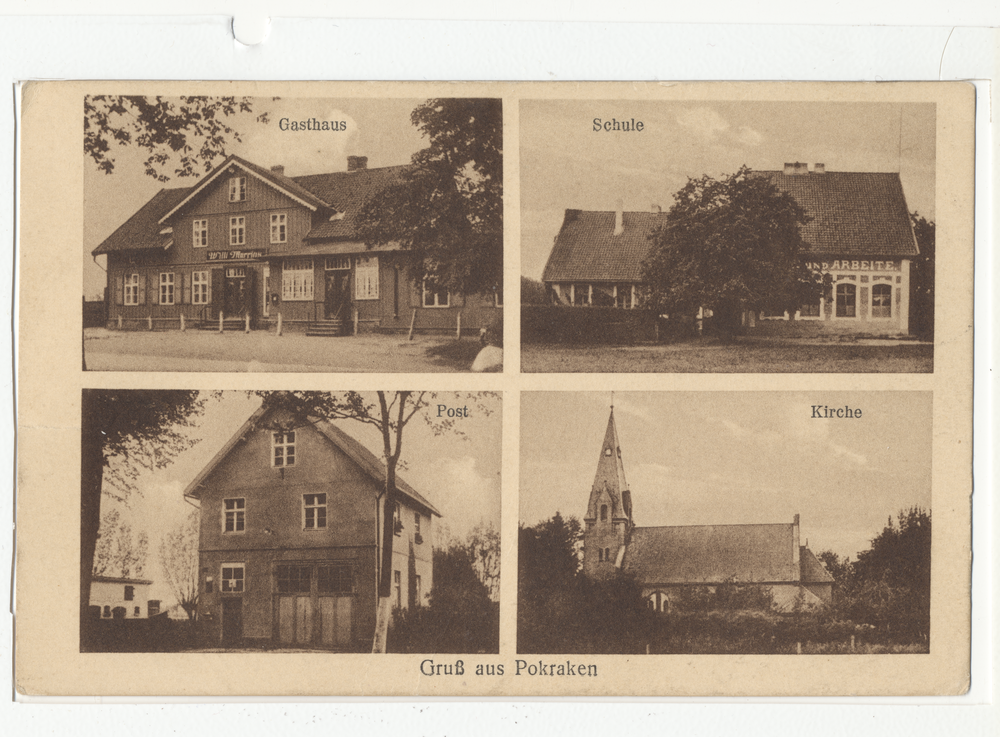 Pokraken, Gasthaus, Schule, Post, Kirche