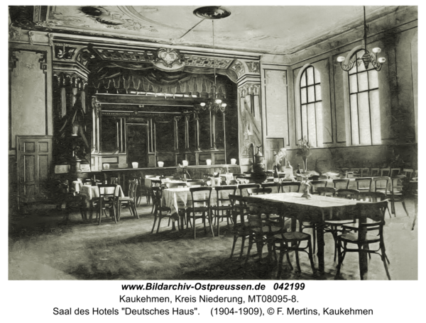 Kaukehmen, Saal des Hotels "Deutsches Haus"