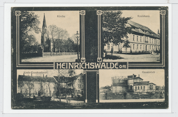 Heinrichswalde Kr. Elchniederung, Kirche, Kreishaus, Krankenhaus, Gasanstalt