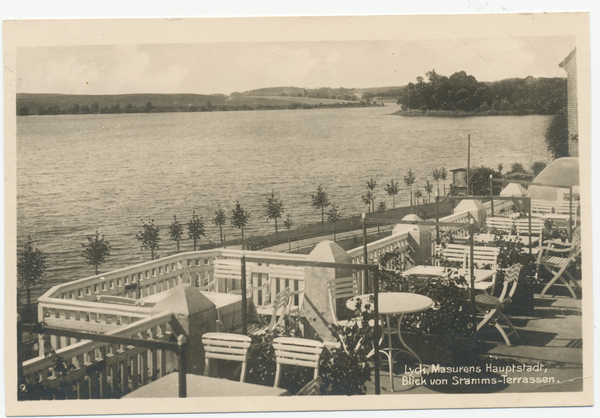 Lyck, Blick von Stramms Terrassen auf den Lycksee