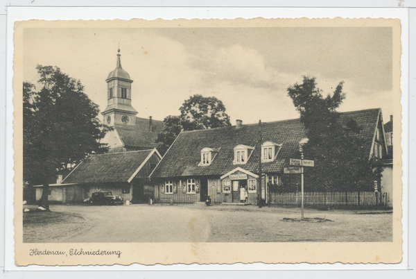 Herdenau Kr. Elchniederung, Dorfansicht, Gasthaus