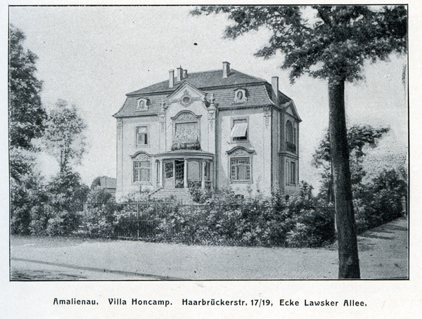 Königsberg, Amalienau, Haarbrücker Straße, "Villa Honcamp", Ecke Lawsker Allee