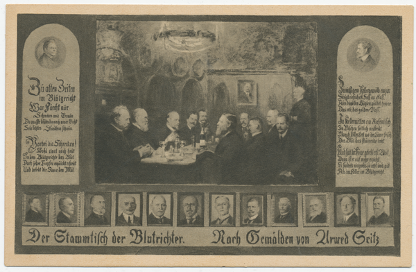 Königsberg (Pr.), der Stammtisch der "Blutrichter" nach Gemälden von Arwed Seitz
