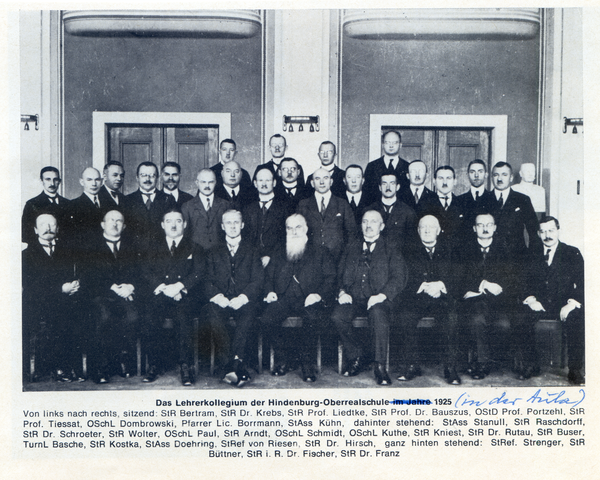 Königsberg (Pr.), Hindenburg-Oberrealschule, Lehrerkollegium