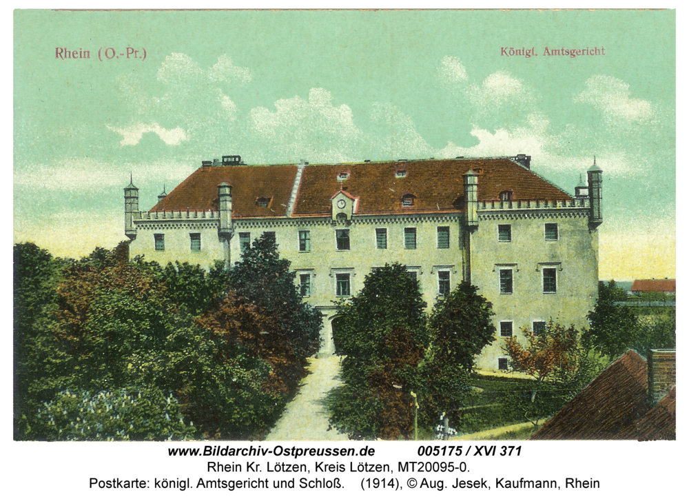 Rhein, Postkarte: königl. Amtsgericht und Schloß