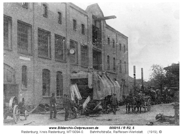 Rastenburg, Bahnhofstraße, Raiffeisen-Werkstatt