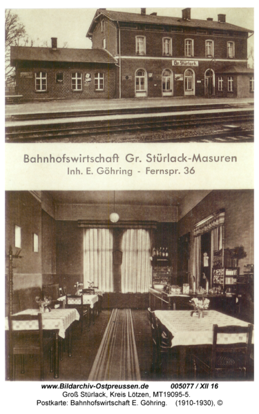 Groß Stürlack, Postkarte: Bahnhofswirtschaft E. Göhring