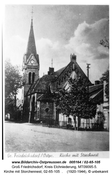 Groß Friedrichsdorf, Kirche mit Storchennest, 02-65-105