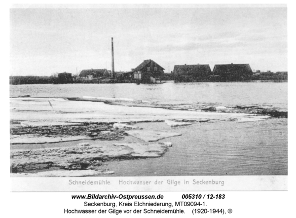 Seckenburg, Hochwasser der Gilge vor der Schneidemühle