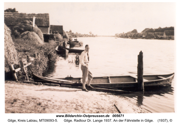 Gilge. Radtour Dr. Lange 1937. An der Fährstelle in Gilge