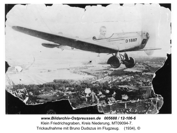 Klein Friedrichsgraben, Trickaufnahme mit Bruno Dudszus im Flugzeug