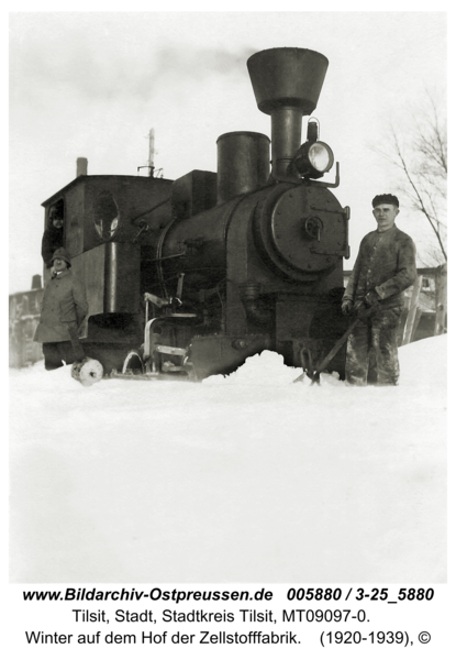 Tilsit, Winter auf dem Hof der Zellstofffabrik