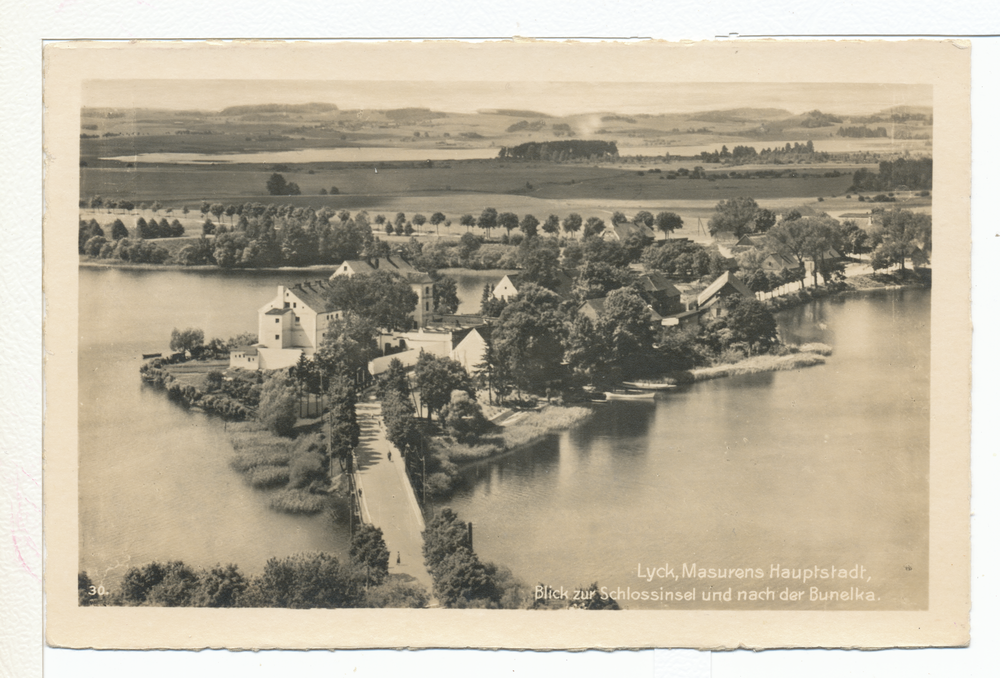 Lyck, Blick zur Schlossinsel und Bunelka