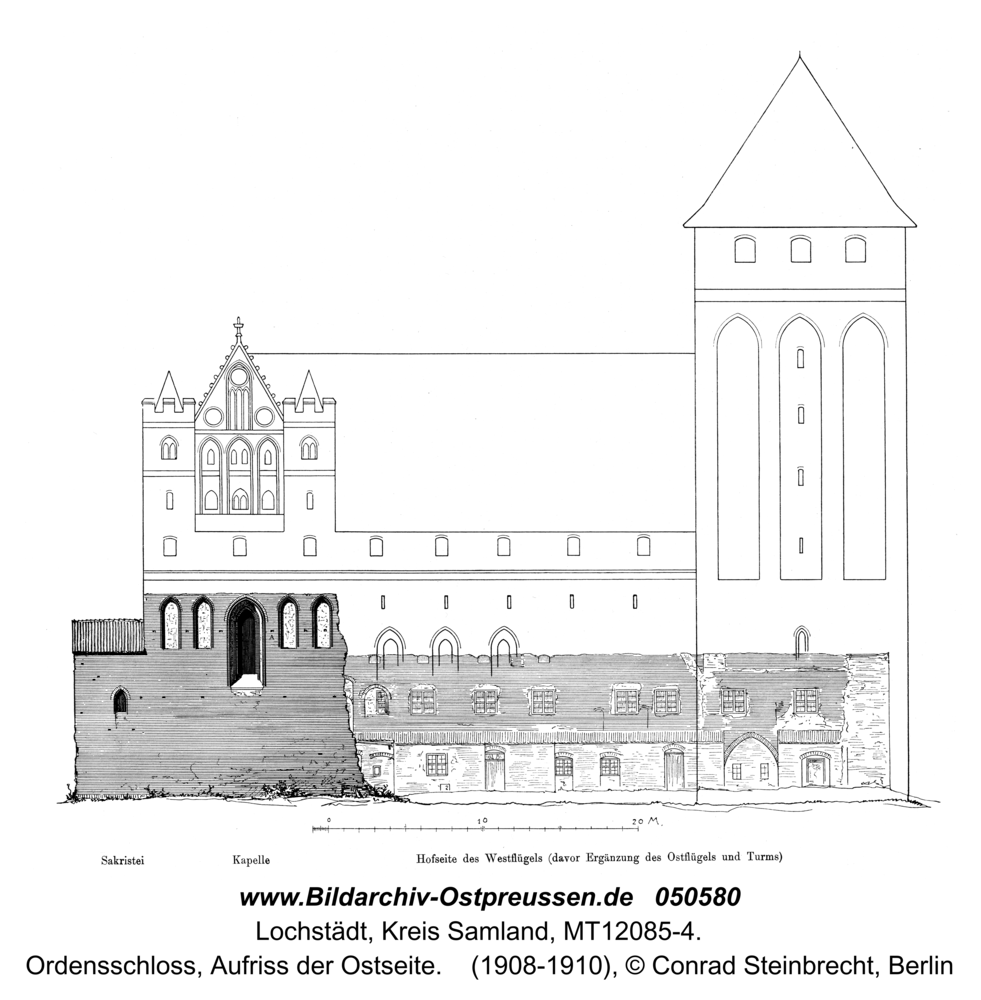 Lochstädt, Ordensschloss, Aufriss der Ostseite