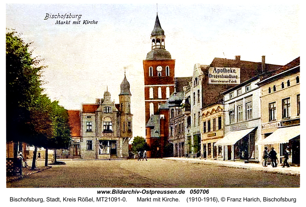 Bischofsburg, Markt mit Kirche