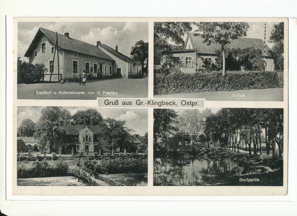 Groß Klingbeck, Gasthof, Schule, Frw. Arbeitsdienstlager, Dorfpartie