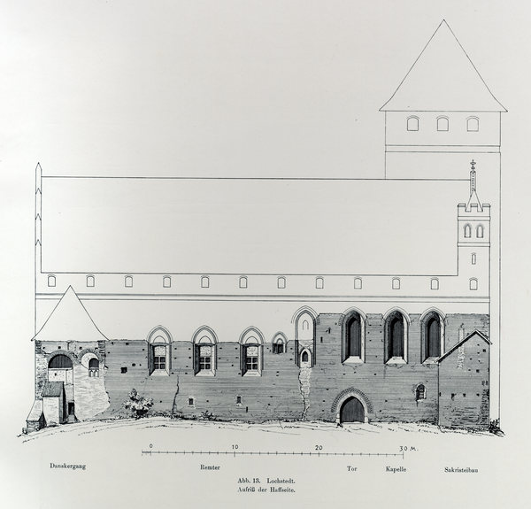 Lochstädt, Ordensschloss, Aufriss der Haffseite