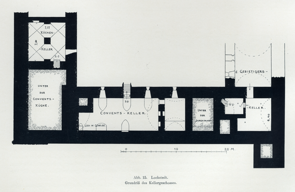 Lochstädt, Ordensschloss, Grundriss des Kellergeschosses