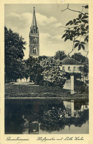 Gumbinnen, Flußpartie mit Altstädtischer Kirche