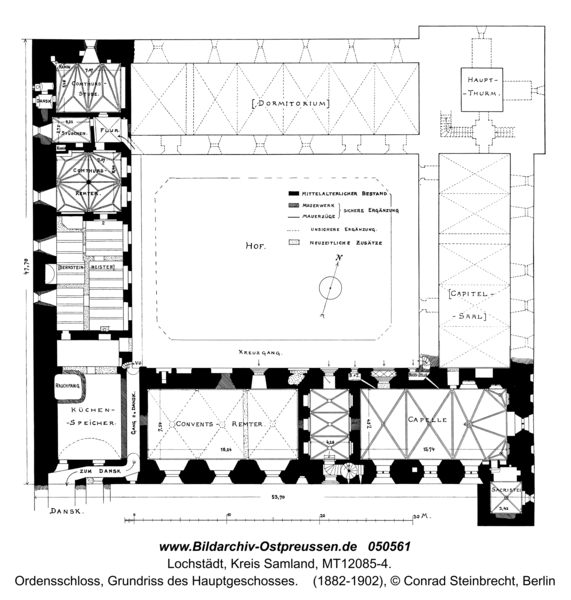 Lochstädt, Ordensschloss, Grundriss des Hauptgeschosses