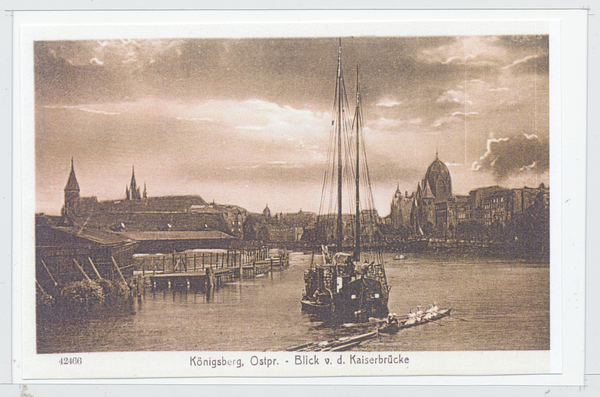 Königsberg, Blick von der Kaiserbrücke Richtung Dom und Synagoge