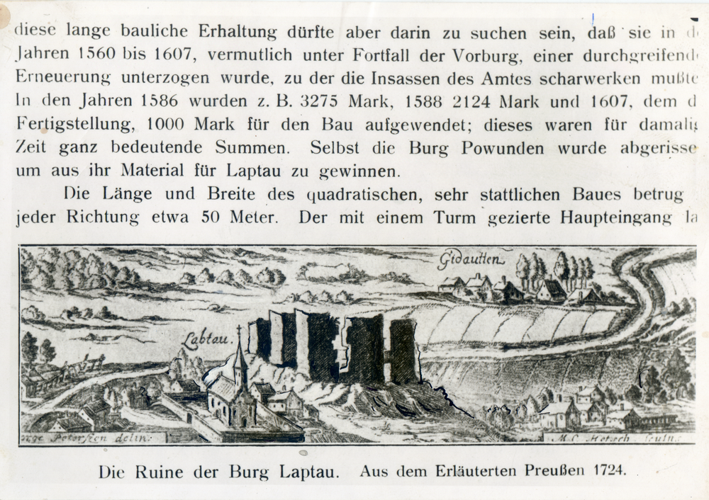 Laptau, Ruine der Burg