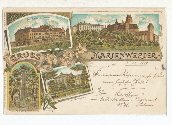 Marienwerder, Artillerie Kaserne, Regierung, Schloss Nordwestseite, Krieger Denkmal, Kgl. Gymnasium
