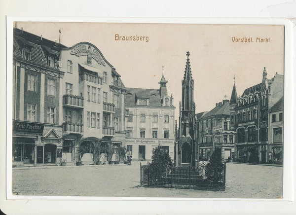 Braunsberg, Vorstädtischer Markt mit Kriegerdenkmal