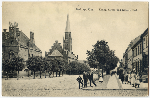 Goldap, Evang. Kirche und  Kaiserl. Postamt